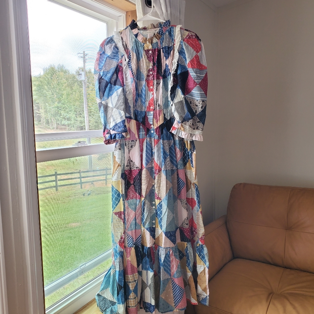 DOEN Darby Dress Quilted Patchwork (Discontinued) Size Small